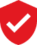 A red shield with a white check mark in the center, symbolizing security or protection.
